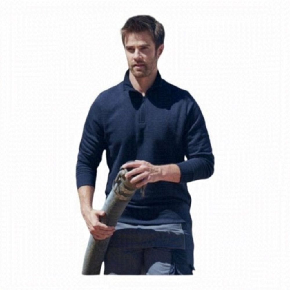 Englebert Strauss Mens Navy Blue 1 4 Zip Mock Neck Long Sleeve Sweatshirt EU XL